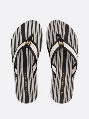 multi th monogram webbing flip-flops for women tommy hilfiger