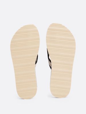 multi th monogram webbing flip-flops for women tommy hilfiger