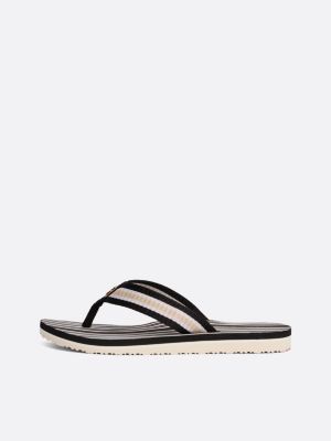 multi th monogram webbing flip-flops for women tommy hilfiger