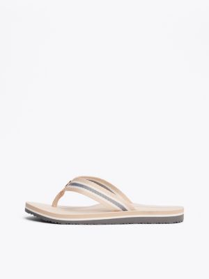 white th monogram webbing flip-flops for women tommy hilfiger