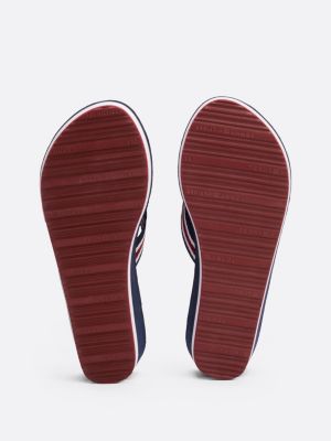 multi signature strap platform flip-flops for women tommy hilfiger