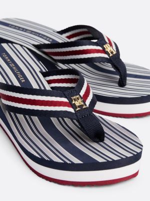 sandali infradito signature con suola alta multicolore da donne tommy hilfiger