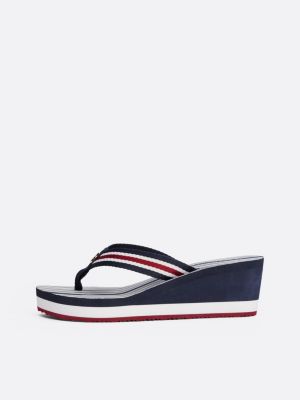 multi signature strap platform flip-flops for women tommy hilfiger