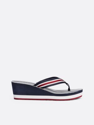 multi signature strap platform flip-flops for women tommy hilfiger