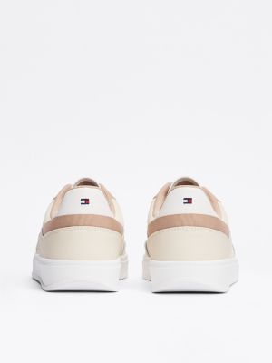 beige th monogram colour-blocked trainers for women tommy hilfiger