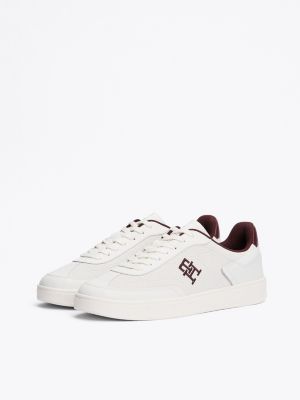 white th monogram colour-blocked trainers for women tommy hilfiger