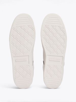 beige th monogram colour-blocked trainers for women tommy hilfiger