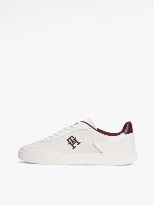 sneakers color block con monogramma th beige da donne tommy hilfiger