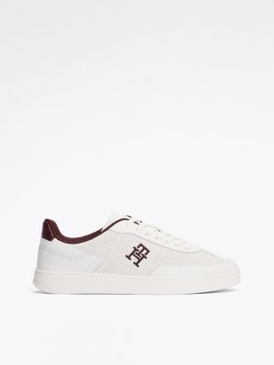 sneakers color block con monogramma th beige da donne tommy hilfiger