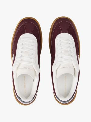 brown th monogram colour-blocked trainers for women tommy hilfiger