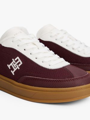 brown th monogram colour-blocked trainers for women tommy hilfiger