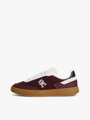 brown th monogram colour-blocked trainers for women tommy hilfiger