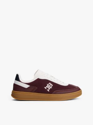 brown color block-sneaker mit th-monogramm für damen - tommy hilfiger