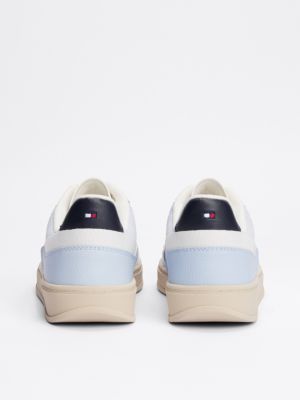 blue th monogram colour-blocked trainers for women tommy hilfiger