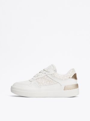 white th monogram leather court trainers for women tommy hilfiger