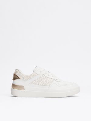 sneakers sportive in pelle con monogramma th white da donne tommy hilfiger