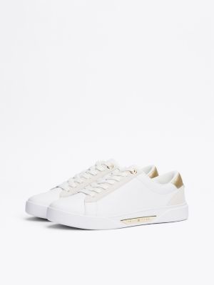 sneakers sportive in pelle bianco da donne tommy hilfiger