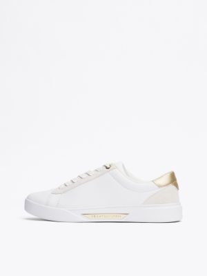 sneakers sportive in pelle bianco da donne tommy hilfiger