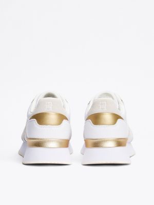 zapatillas metalizadas con monograma th blanco de mujeres tommy hilfiger