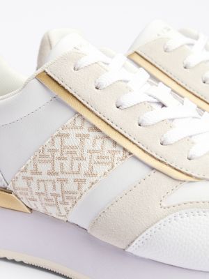 weiß sneaker mit th-monogramm und metallic-details für damen - tommy hilfiger