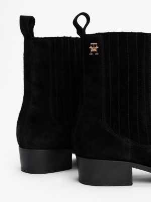 schwarz chelsea-boot aus wildleder im western-stil für damen - tommy hilfiger