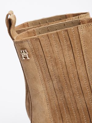 bottines chelsea cow-boy en daim marron pour femmes tommy hilfiger
