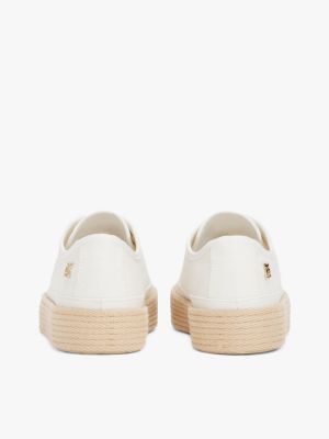 white canvas rope th monogram trainers for women tommy hilfiger