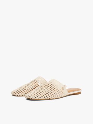 mules the runway collection de ganchillo beige de mujeres tommy hilfiger