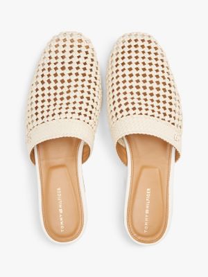 beige the runway collection th monogram crochet mules for women tommy hilfiger