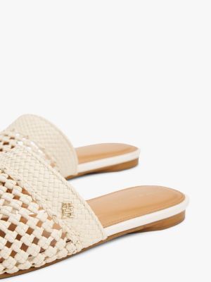 beige the runway collection th monogram crochet mules for women tommy hilfiger