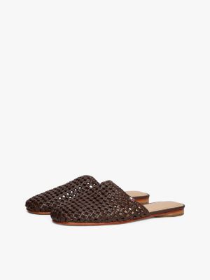 brown the runway collection th monogram crochet mules for women tommy hilfiger