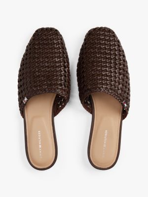 brown the runway collection th monogram crochet mules for women tommy hilfiger