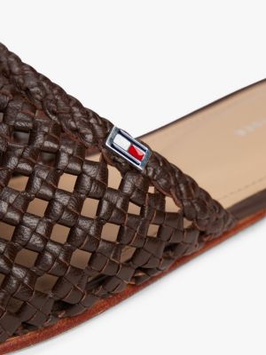 brown the runway collection th monogram crochet mules for women tommy hilfiger