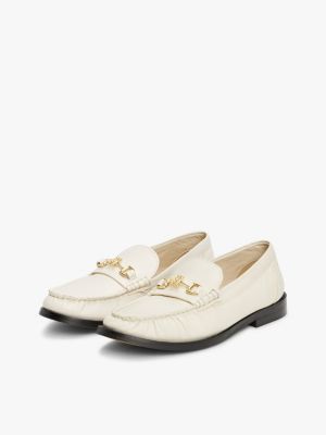 mocassins en cuir à mors blanc pour femmes tommy hilfiger