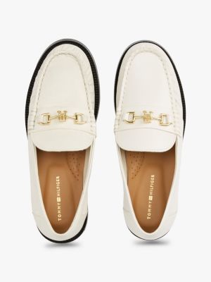 mocassins en cuir à mors blanc pour femmes tommy hilfiger