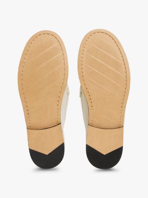 weiß loafer aus leder mit horsebit-highlight für damen - tommy hilfiger