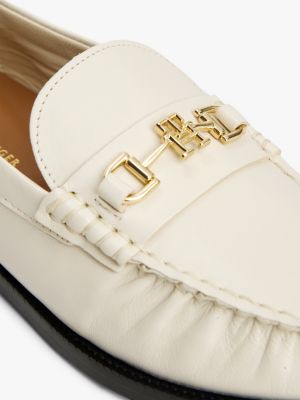 mocassins en cuir à mors blanc pour femmes tommy hilfiger