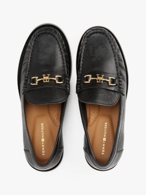 mocassins en cuir à mors noir pour femmes tommy hilfiger