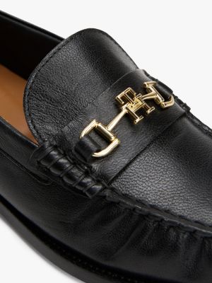 mocassins en cuir à mors noir pour femmes tommy hilfiger