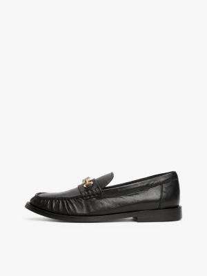 schwarz loafer aus leder mit horsebit-highlight für damen - tommy hilfiger