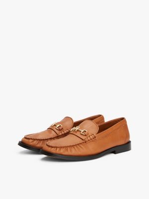 braun loafer aus leder mit horsebit-highlight für damen - tommy hilfiger