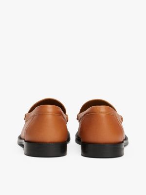 mocassins en cuir à mors marron pour femmes tommy hilfiger