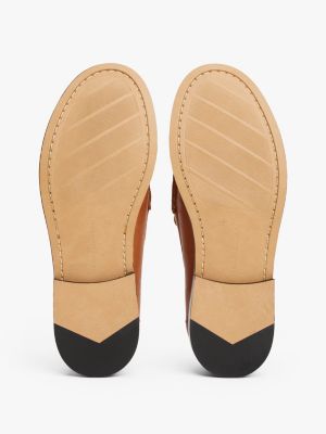 braun loafer aus leder mit horsebit-highlight für damen - tommy hilfiger