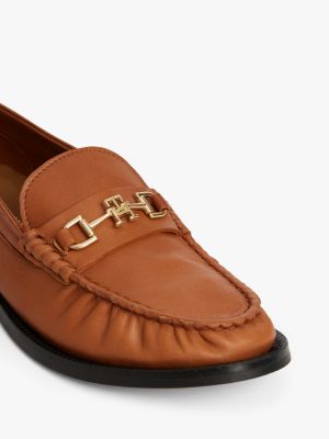 mocassins en cuir à mors marron pour femmes tommy hilfiger