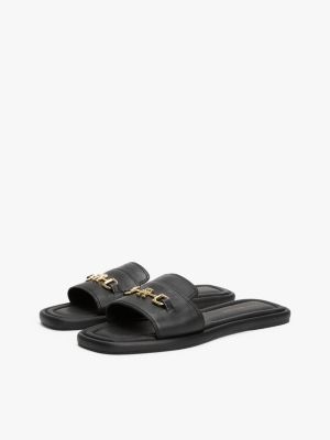 black leather horsebit mules for women tommy hilfiger