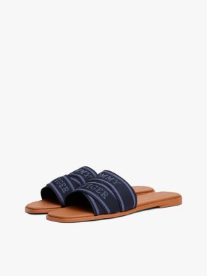 multi webbing woven logo strap mules for women tommy hilfiger