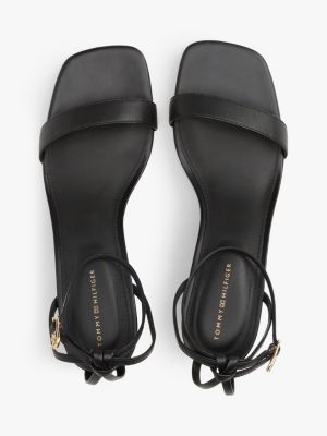 chaussures à petit talon en cuir noir pour femmes tommy hilfiger