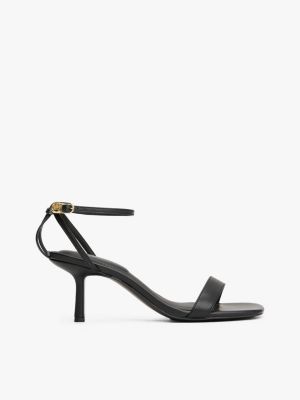 black leather knot kitten heels for women tommy hilfiger