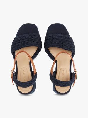 blue rope platform block heel sandals for women tommy hilfiger