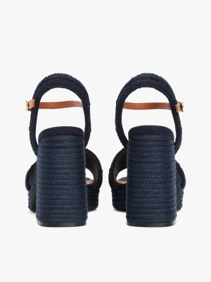 sandalias de plataforma de cuerda azul de mujeres tommy hilfiger